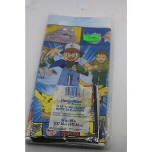Vintage Pokemon Ash Pikachu Team Rocket Plastic Table Cover 54" x 96"